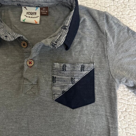 Fore!! Axel and Hudson EUC Bamboo Gray/Navy Polo * - Picture 2 of 4
